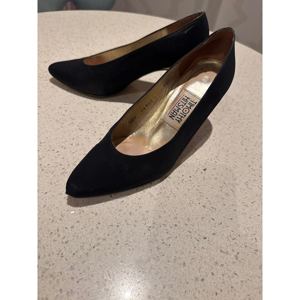 Timothy Hitsman Vintage Black Pumps Gold Star Studded Heels Size 6.5 24308 - Picture 3 of 7